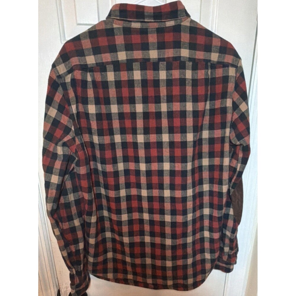 J.CREW Men's Plaid Flannel Button-Up Shirt Red Black Beige, Size L - Picture 3 of 3